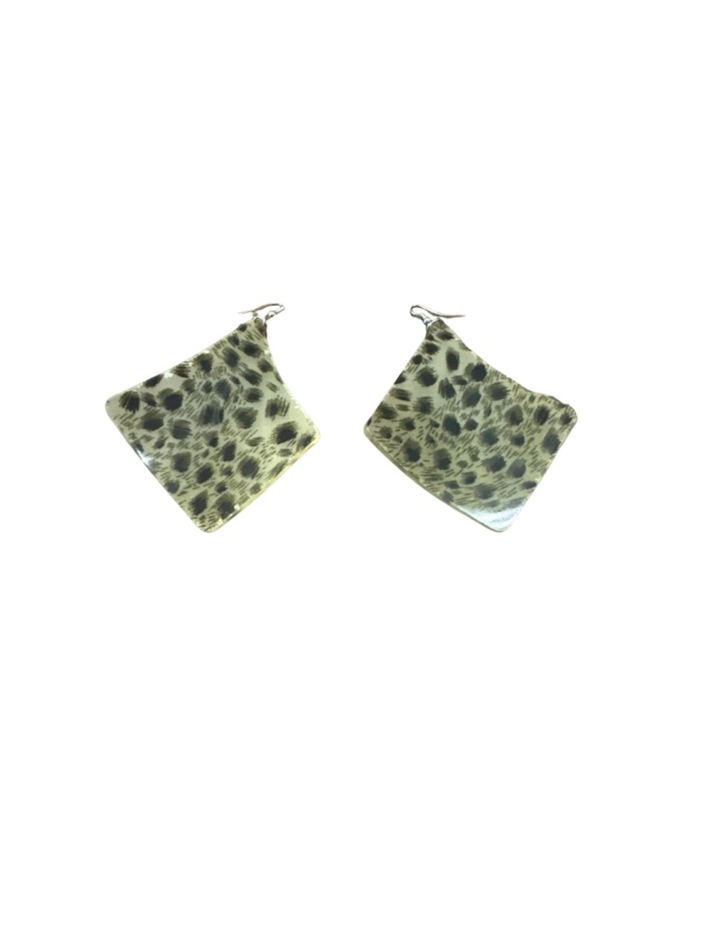 Leopard-Print Geometric Drop Earrings - Picture 2 of 2